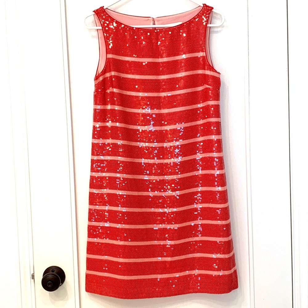 Pink Kate Spade Caution to the Wind Sleeveless Striped Sequin Shift Dress 4 - Picture 2 of 9